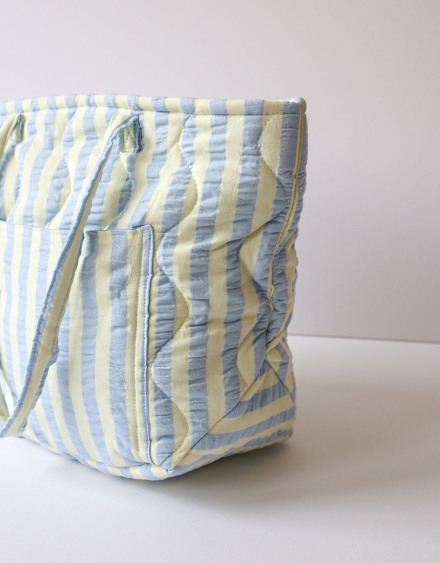 Mosey Me - Butter Blue Seersucker Quilted Bag