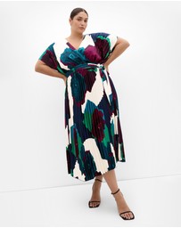 City Chic - Hailey Abstract Print Pleat Maxi Dress