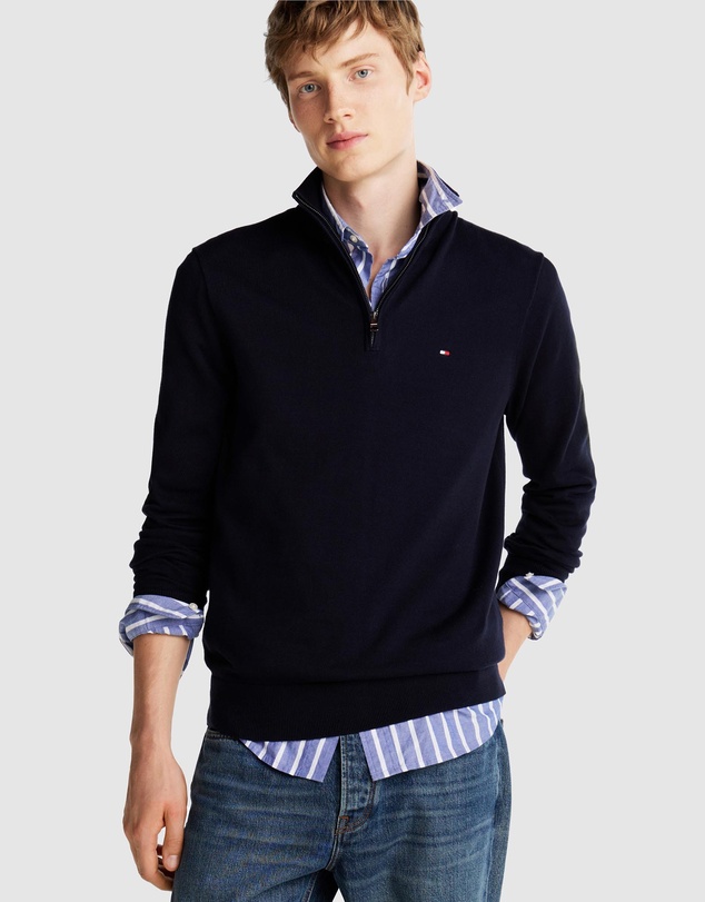 Tommy Hilfiger - Half-Zip Mock Turtleneck Jumper