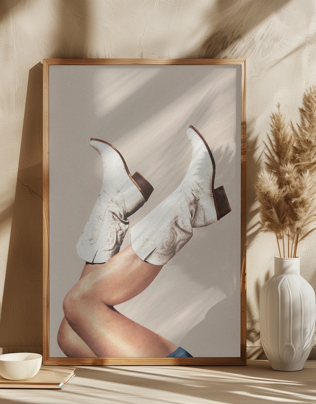 Olive et Oriel - These Boots - Neutral / Beige by Vertigo Artography Art Print