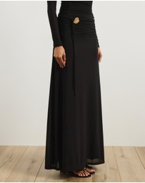 Atmos&Here - Valentia Belted Mesh Maxi Skirt