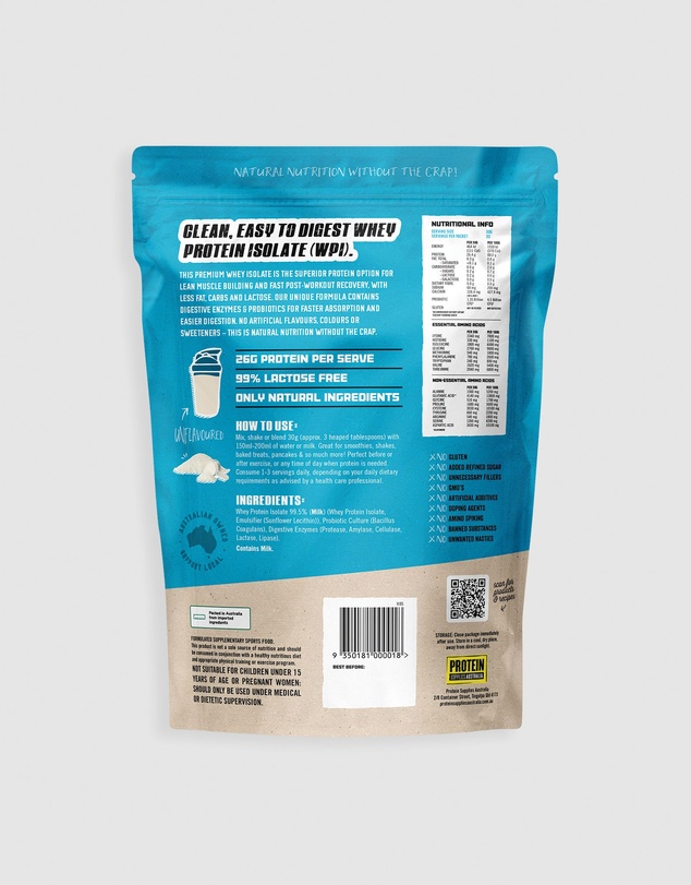 Protein Supplies Australia - Pure WPI (Whey Protein Isolate) - 1kg