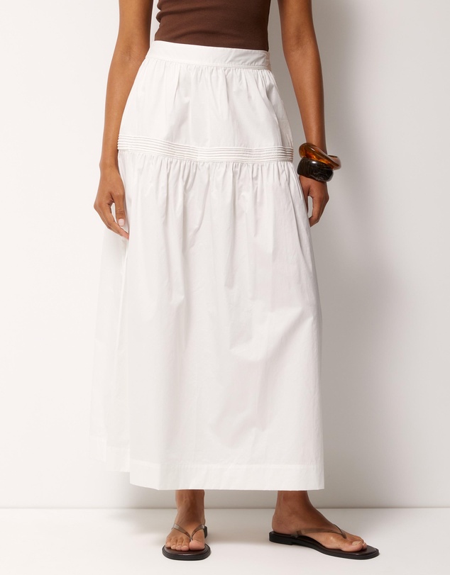 AERE - Pintuck Poplin Midi Skirt
