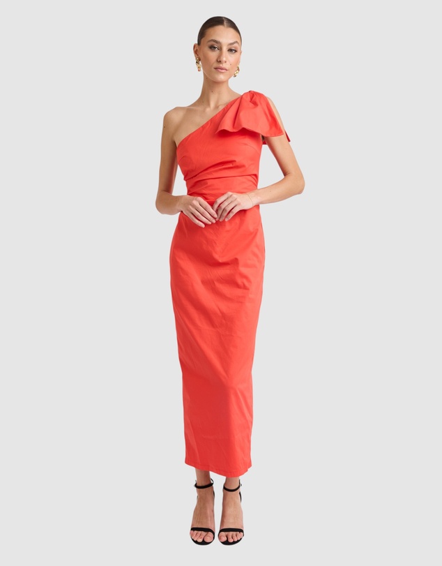 Honey and Beau - Thira One Shoulder Bow Dress