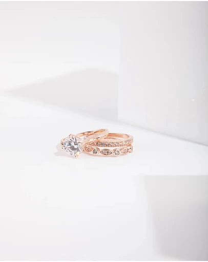 Lovisa - Rose Gold Round Stone Triple Band Ring