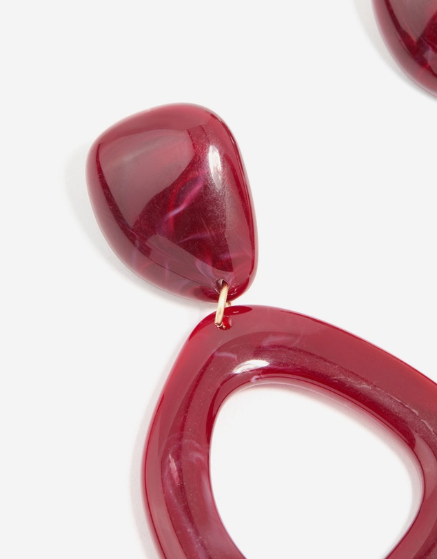 Lovisa - Red Acrylic Organic Open Square Oval Drop Earrings