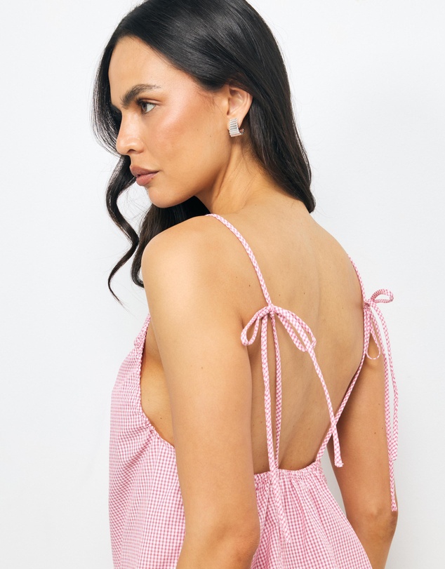 AERE - Zara Ruched Mini Check Top