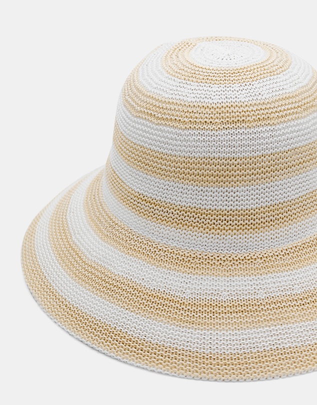Morgan & Taylor - Kimberly Bucket Hat in Beige and White Stripe
