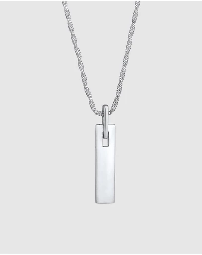 Kuzzoi - ICONIC EXCLUSIVE - Long Tag Pendant Necklace in 925 Sterling Silver