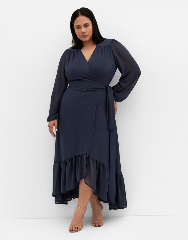City Chic - Plus size Rylie Wrap Maxi Dress - navy
