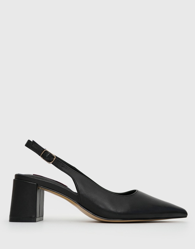 Betts - Wider Fit Kendra Leather Pointed Toe Slingback Pumps
