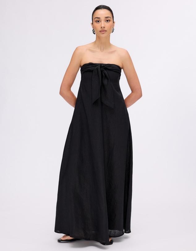 Minima Esenciales - Marlowe Linen Strapless Maxi Dress