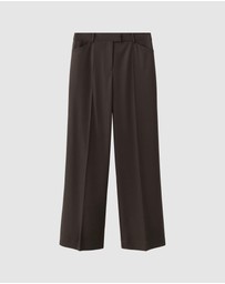 M.N.G - Wide-Leg Mid-Rise Pleated Trousers