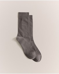 Trenery - Dot Rib Crew Sock in Cinder