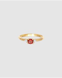 Elli Jewelry - Ring Classic Elegant with Garnet and Topaz Gemstone in 925 Sterling Silver Gold Plated