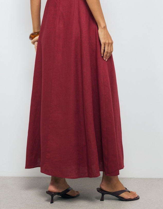 AERE - Portia Linen Puff Sleeve Midi Dress