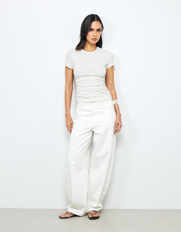 AERE - Belle Stripe Ruched T-Shirt