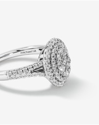 Michael Hill - 0.65 Carat TW Oval Cluster Halo Diamond Ring in 10kt White Gold