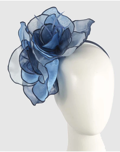 Max Alexander - Blue Organza Flower Fascinator