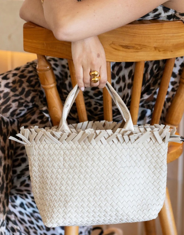 Chuchka - Woven Neoprene Mini Tote - Fringe Beige