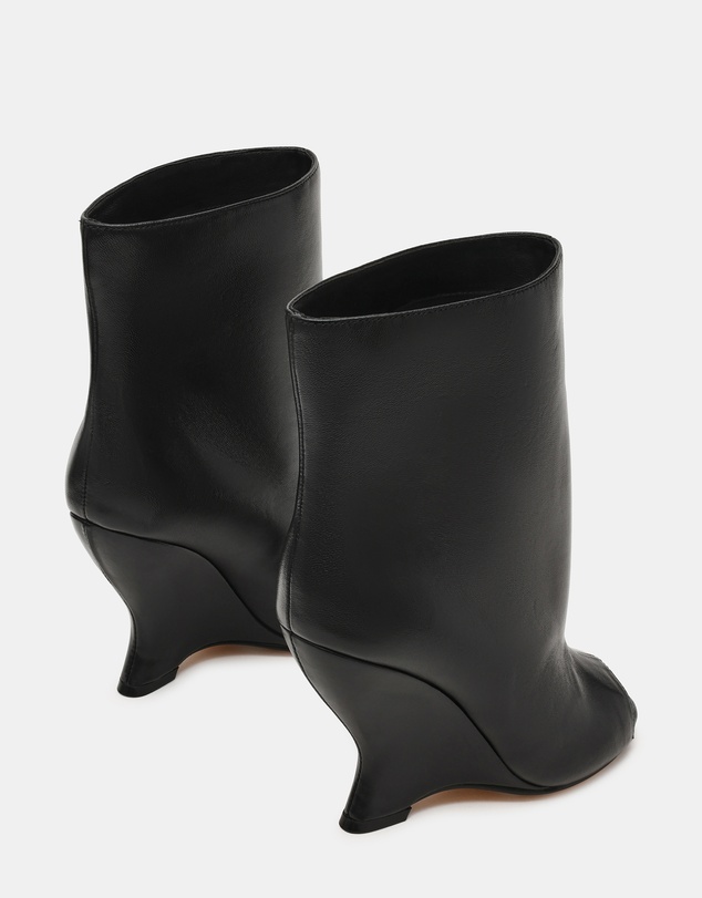 Steve Madden - Relix Black Leather Wedge Booties