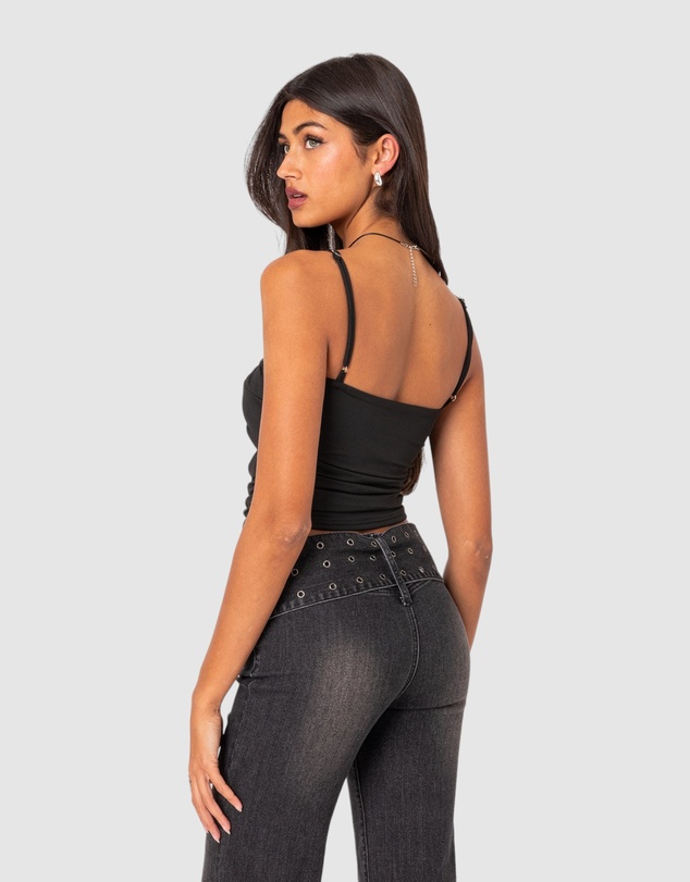 EDIKTED - Twist Front Gathered Cut Out Tank Top