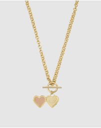 Wanderlust + Co - Honor Heart Mantra Gold Locket Necklace