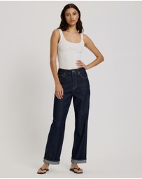 Atmos&Here - Mona Mid Rise Turn-Up Jeans