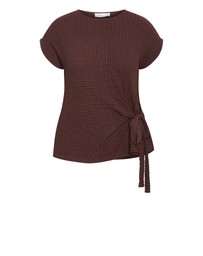 City Chic - Plus Size Zoie Side Tie Top - chocolate