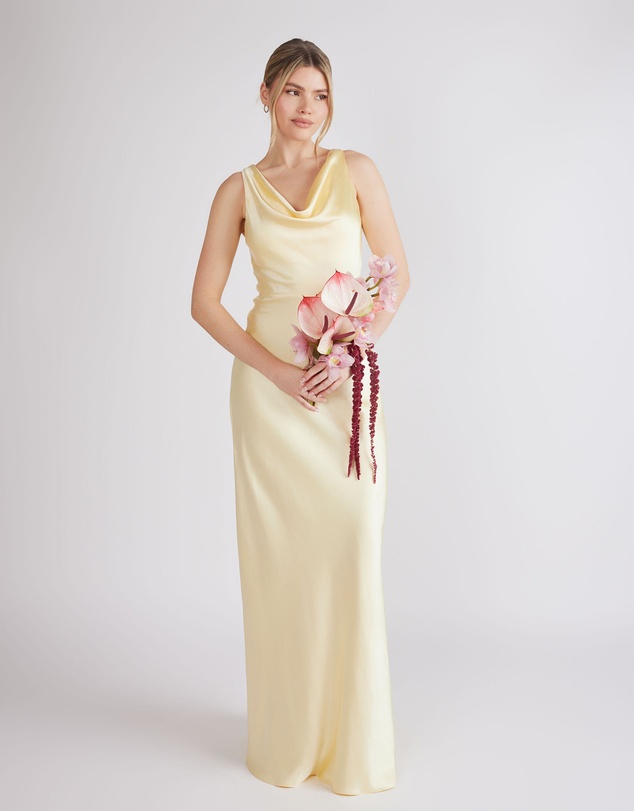 Six Stories - Cowl Front Satin Bridesmaid Dress
