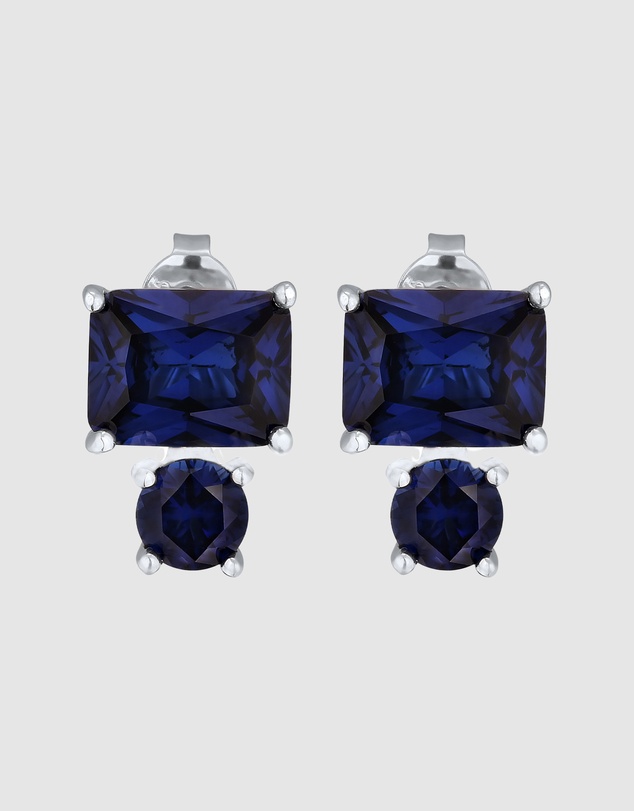 Elli Jewelry - Sapphire Stud Earrings in 925 Silver
