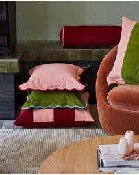 Mosey Me - Corduroy Euro Pillowcase - Peach/Green