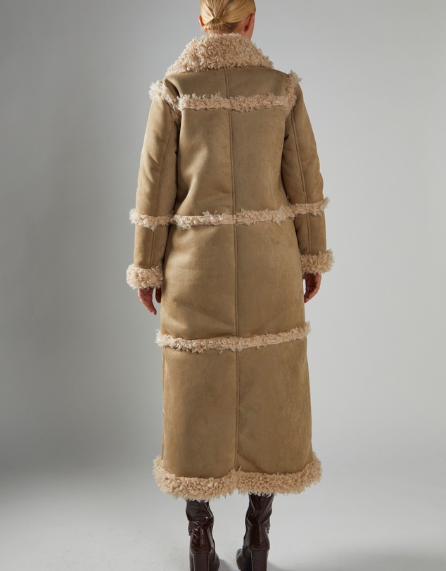 Glamorous - Longline Shearling Trim Coat