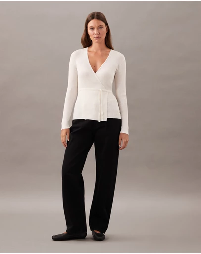 Calvin Klein Jeans - Linen Blend Wrap Jumper