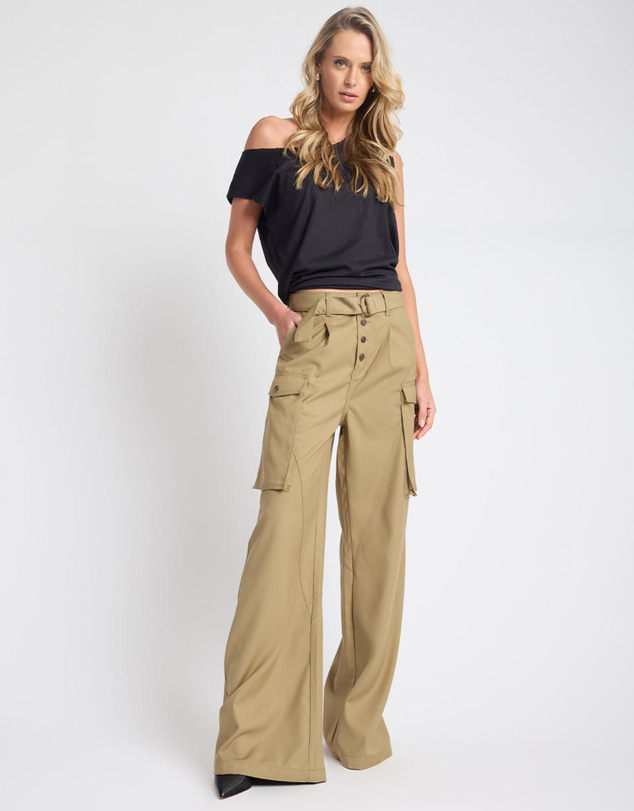 ONE TEASPOON - Elemental High Waist Tencel Cargo Pants - Khaki
