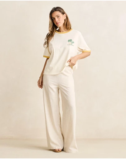 Rhythm - Linen Whip Stitch Wide Leg Pants
