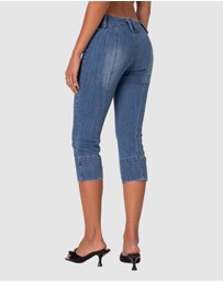 EDIKTED - Jesse Low Rise Washed Capri Jeans