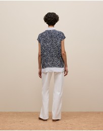 Trenery - Carraway Cap Sleeve Blouse in Night Sky