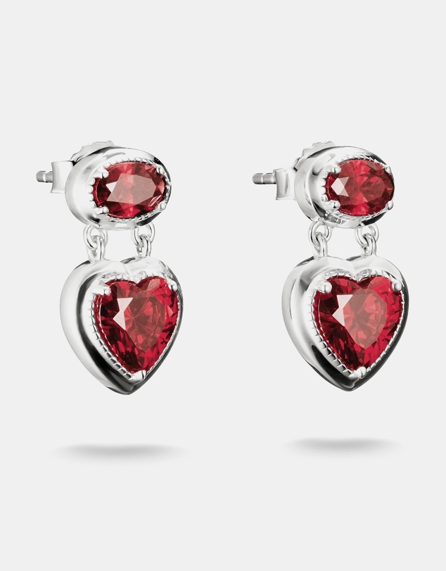 THOMAS SABO - THOMAS SABO Stud Earrings with Red Heart Stones Silver