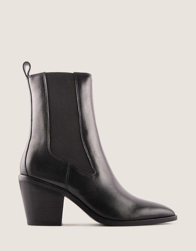 Shelly Shen - Ali Heel Ankle Boots Black Leather