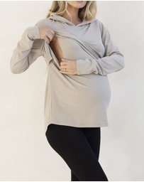 Angel Maternity - Maternity & Nursing Hoodie Breastfeeding Jumper-Pastel Green