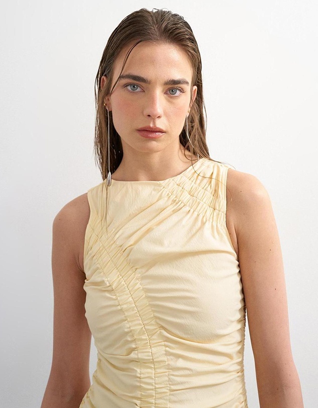 TOPSHOP - Sadie Ruched Sl Midi Dress Wvn