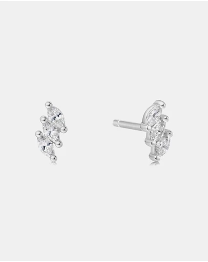 Ania Haie - Ania Haie Silver Triple Marquise Stud Earrings