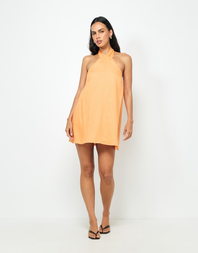 AERE - Kyla Tie Back Linen Mini Dress