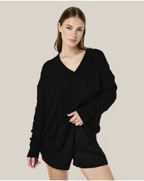 Papinelle - Cotton Cashmere Cable V-Neck Jumper