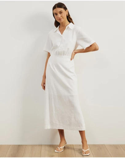 Atmos&Here - Remi Linen Blend Midi Shirt Dress