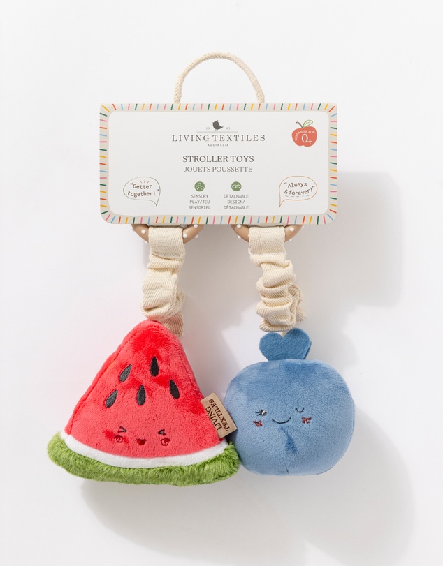 Living Textiles - 2 Pack Mini Market Brunch Stroller Toys - Watermelon & Blueberry