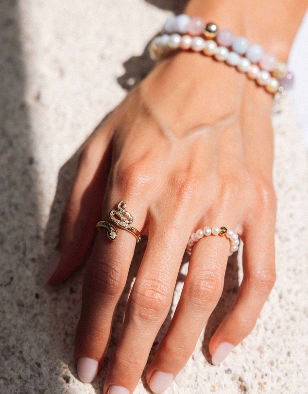 Nialaya Jewellery - Women's Beaded Pearl Ring