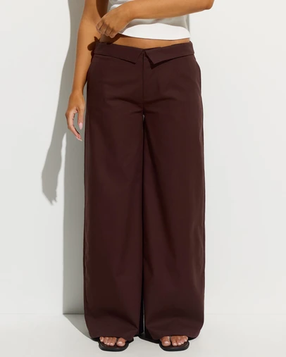 Dazie - Emmet Foldover Waistband Linen Blend Pants