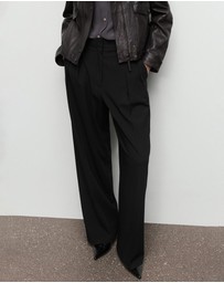 M.N.G - Wide-Leg Mid-Rise Pleated Trousers